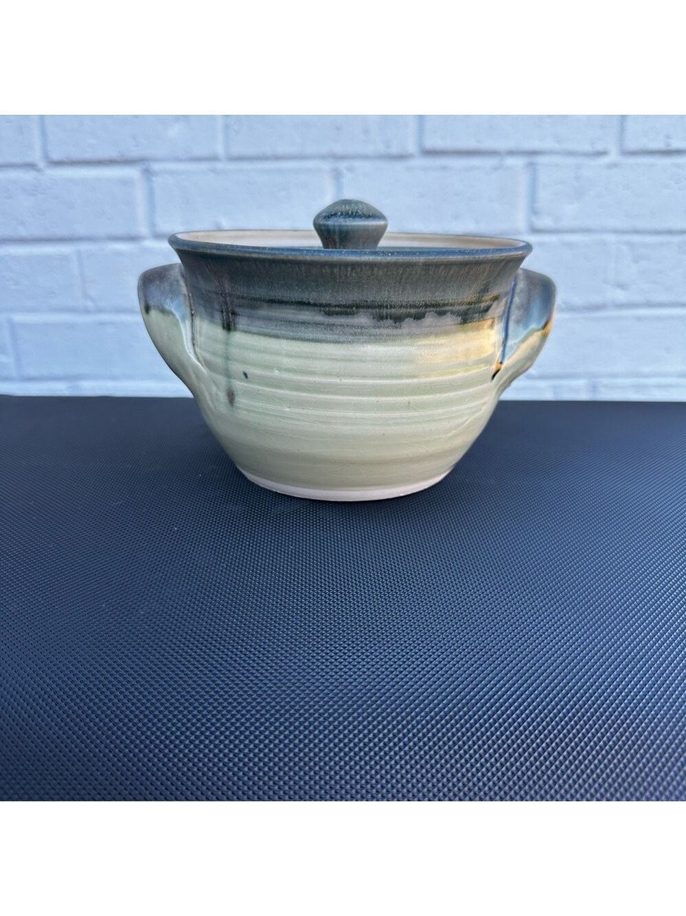 Handcrafted Ceramic Art Pottery Casserole Dish Lid+Loop+Handles Signed by Artist